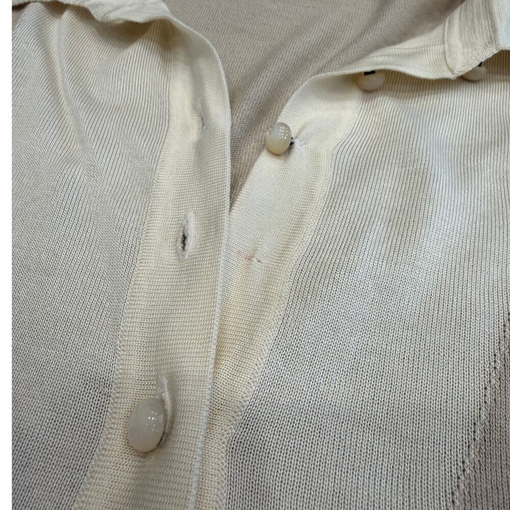 Jacob Cohen Short Sleeve Collared Knit Polo Top Ivory Cream Size Small - Picture 7 of 7